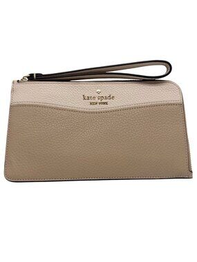 Kate Spade New York Lucy Color block Pebbled Leather Medium L-zip Wristlet